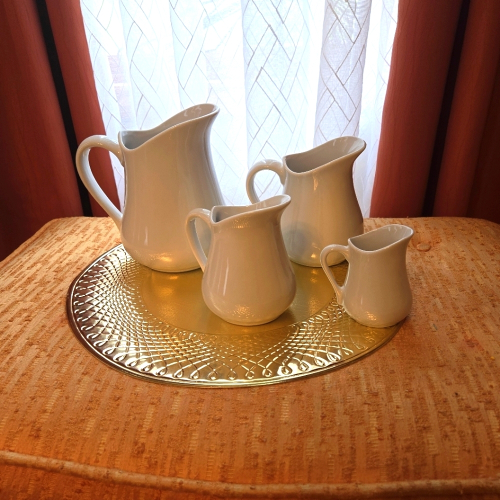 Vintage, Set of 4 BIA, Cordon Bleu Porcelain Pitchers, Made in Brazil